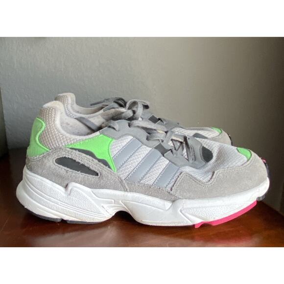 Adidas Yung-96 Chasm DB2802 Grey Neon Green Pink Men 7 Running Shoes Retro 90s - Picture 3 of 14